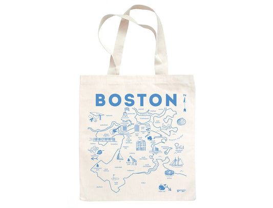 Boston Map Tote in Blue