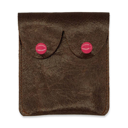 RESTOCKING SOON - Dark Brown Leather Boobs Pouch