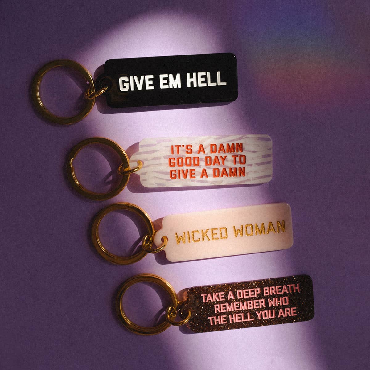 Give Em Hell Rectangle Keytag