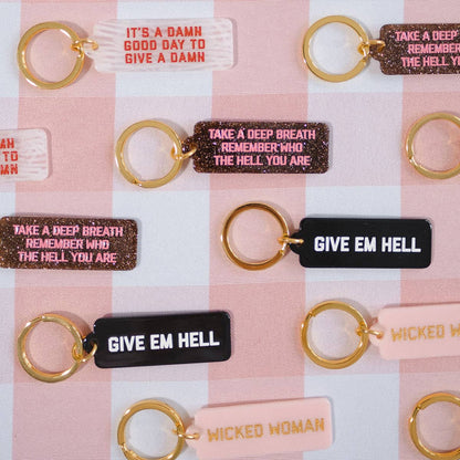 Give Em Hell Rectangle Keytag