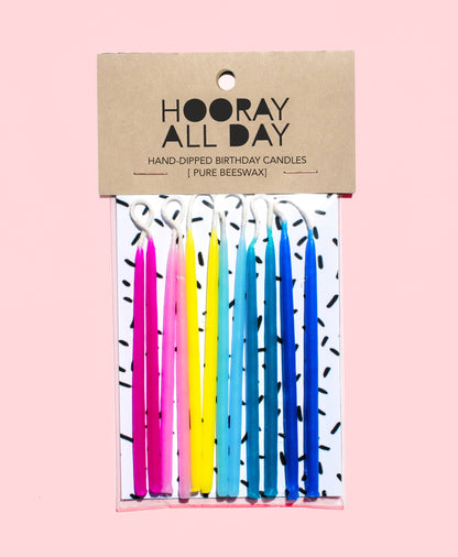 100% Beeswax Hand-Dipped Birthday Candles - Rainbow