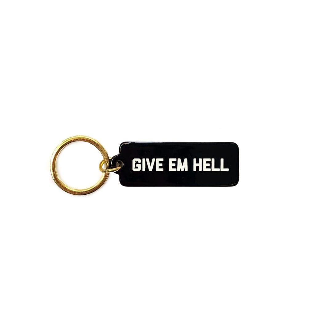 Give Em Hell Rectangle Keytag