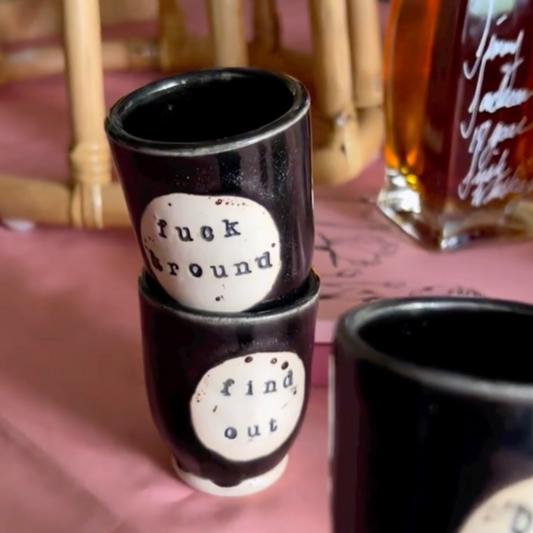 "F Around and Find Out" Shot Glasses, Black