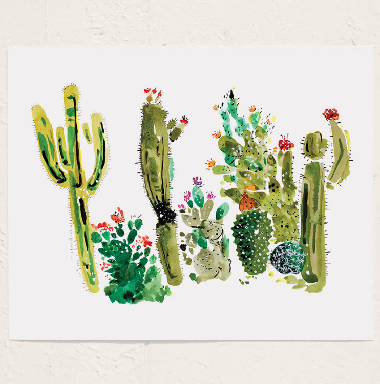 Cactus Line Up Art Print, 8 x 10