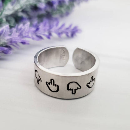 Middle Finger Wide Band Aluminum Ring
