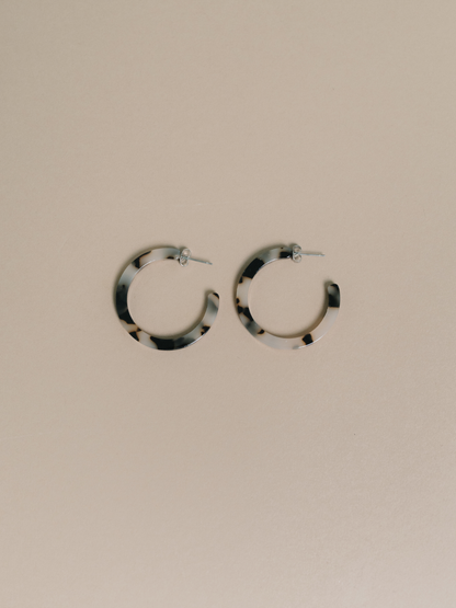 Nora Medium Hoop Earrings, Assorted: Black + White