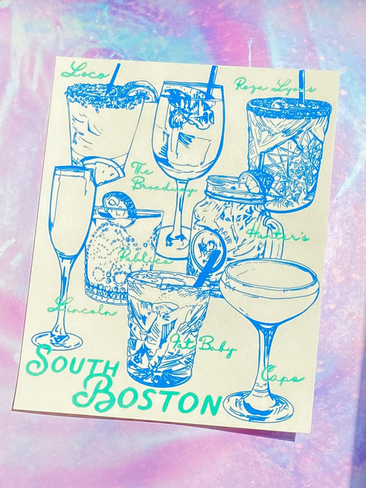 Southie Drinks Art Print, 8 x 10
