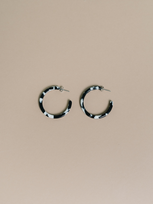 Nora Medium Hoop Earrings, Assorted: Black + White
