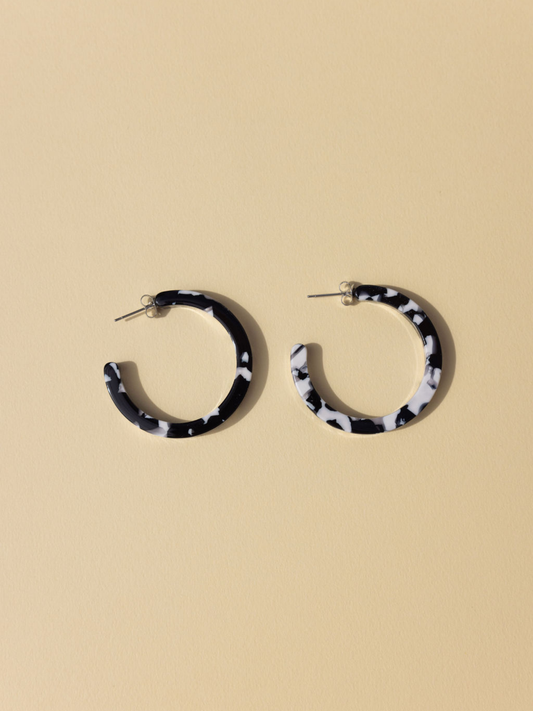 Nora Hoop Earring in Black + White